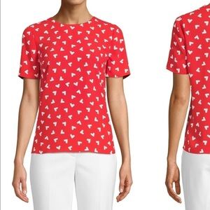 Anne Klein Boomerang Print Short Sleeve Blouse new